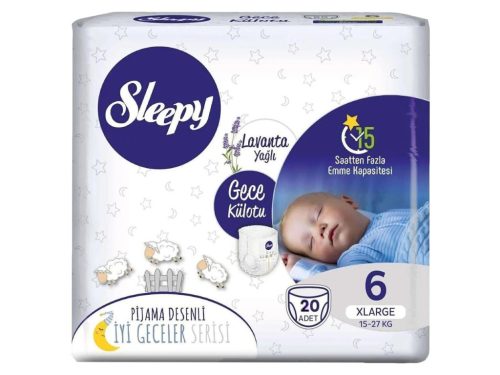 Sleepy NIGHT Bambusz bugyipelenka Levendula illattal XL 6 (15-27)(20db)