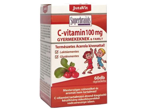 JutaVit C-vitamin 100mg Acerola kivonattal gyermekeknek vadcseresznye ízű rágótabletta 60db - Vadcseresznye