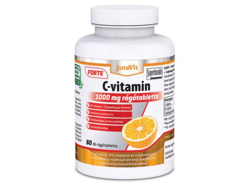 JutaVit C-vitamin 1000mg Forte + D3-vitamin+ Csipkebogyó rágótabletta 60db - Narancs