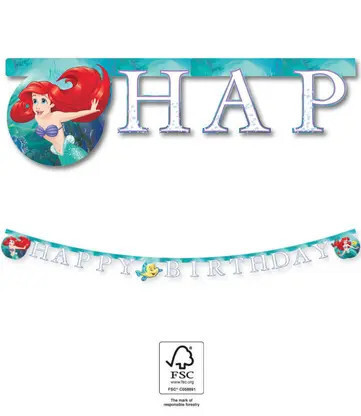 Hercegnők, Ariel Curious Happy Birthday felirat FSC 2 m