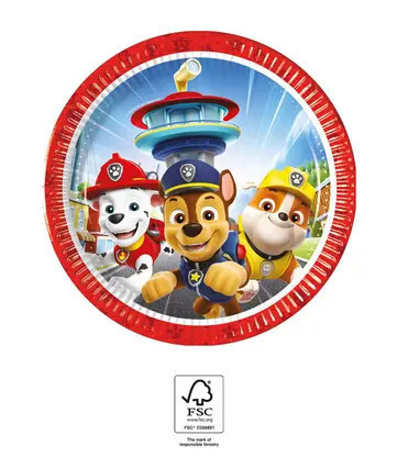 Paw Patrol Rescue Heroes, Mancs Őrjárat papírtányér 8 db-os 20 cm FSC