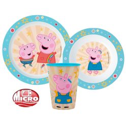   Peppa malac étkészlet, micro műanyag szett, pohárral 260 ml