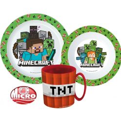   Minecraft étkészlet, micro műanyag szett bögrével 350 ml