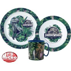   Jurassic World étkészlet, micro műanyag szett bögrével 350 ml