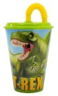 Dinoszaurusz T-Rex szívószálas pohár, műanyag 430 ml