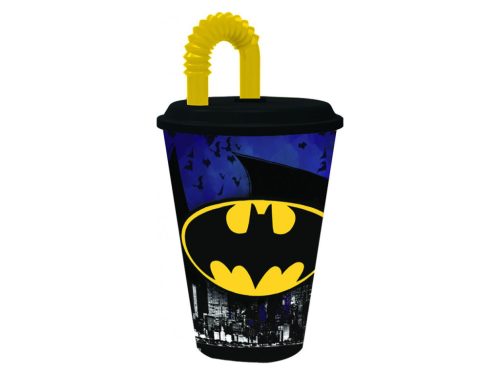 Batman Bat Signal szívószálas pohár, műanyag 430 ml